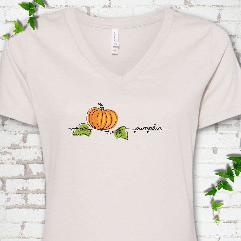 Minimalist Pumpkin V-Neck T-Shirt
