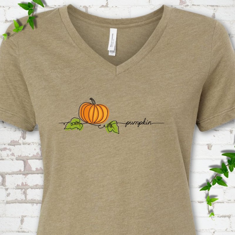 Minimalist Pumpkin V-Neck T-Shirt