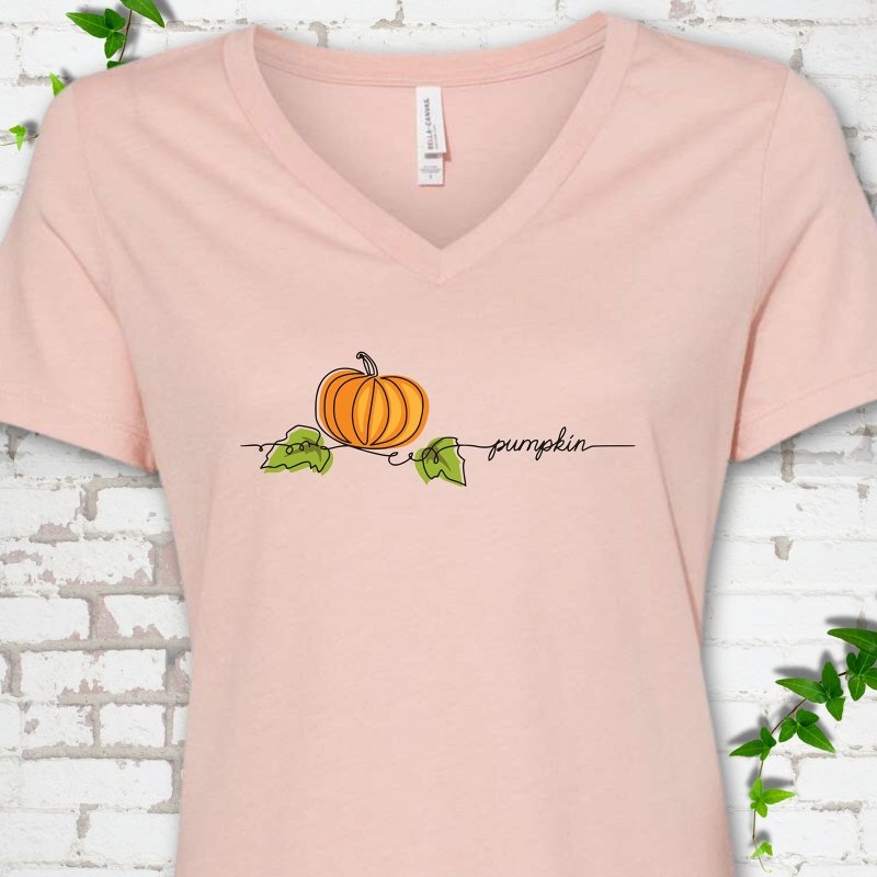 Minimalist Pumpkin V-Neck T-Shirt