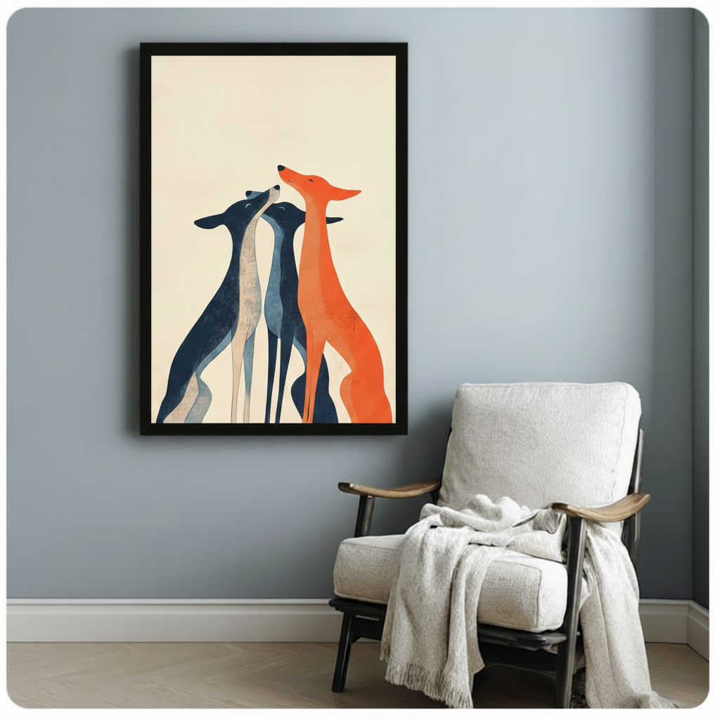 Minimalist Greyhound Trio Canvas Wall Art
