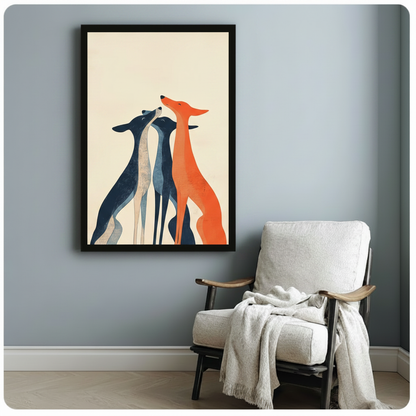 Minimalist Greyhound Trio Canvas Wall Art