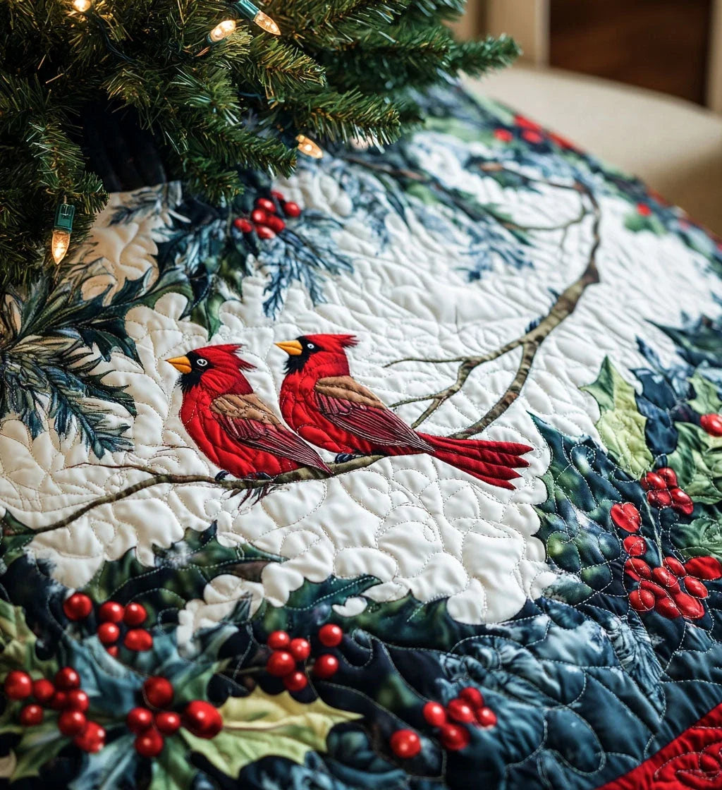 Mistletoe Magic Quilted Christmas Tree Skirt