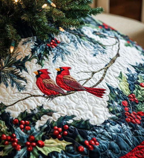 Mistletoe Magic Quilted Christmas Tree Skirt