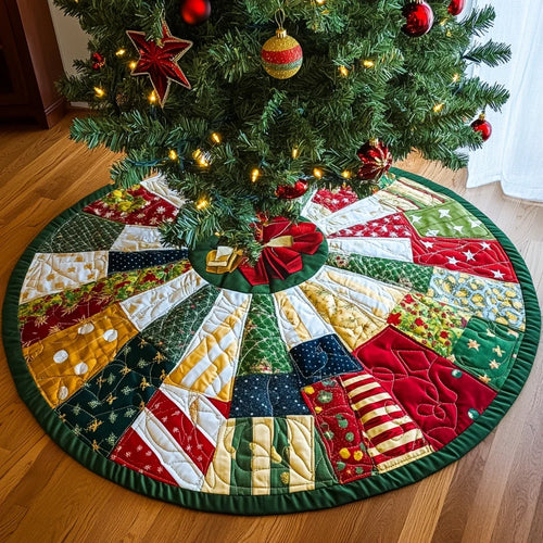Mistletoe Magic Quilted Christmas Tree Skirt