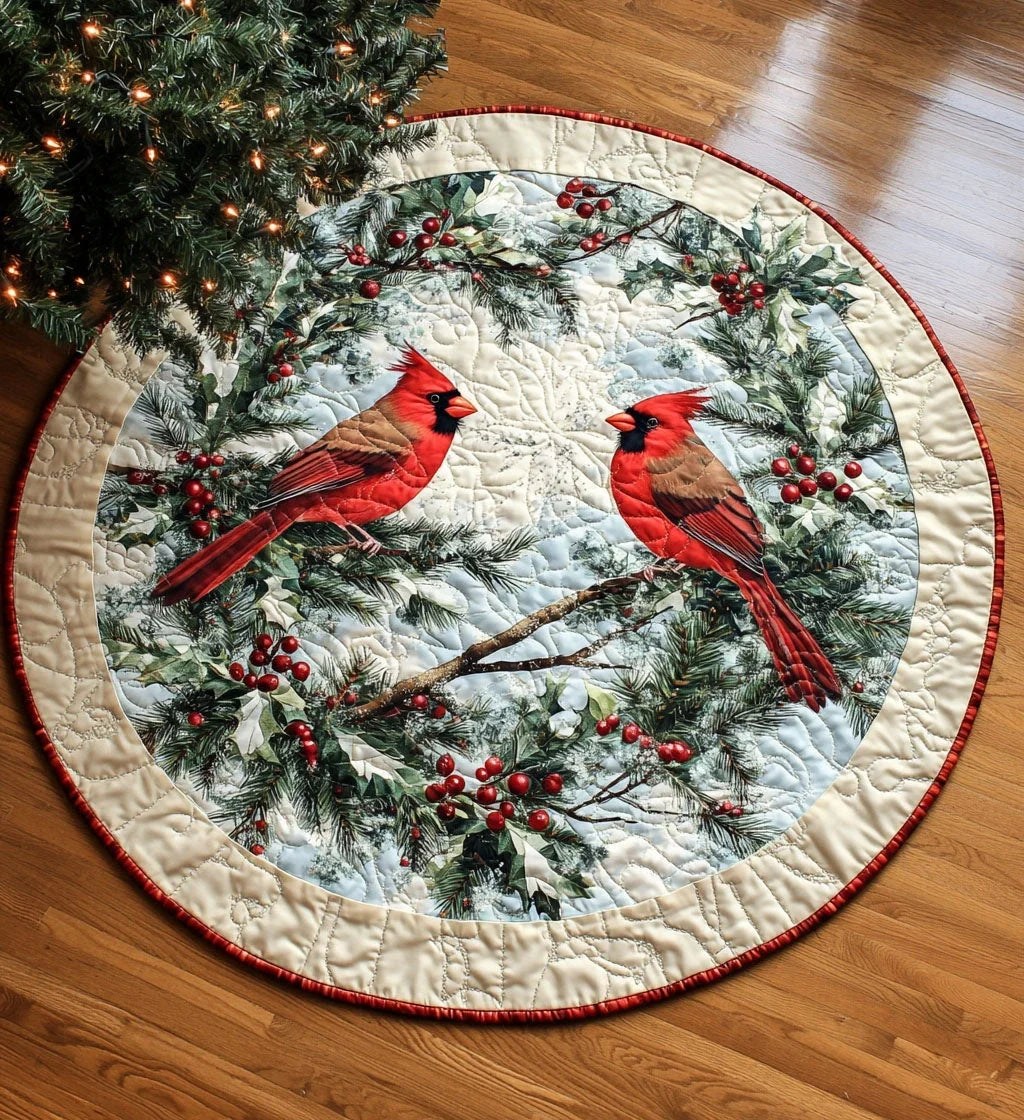 Mistletoe Mosaic Quilted Round Mat