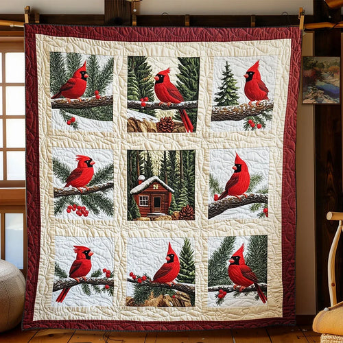 Winter Cardinal Quilt Blanket