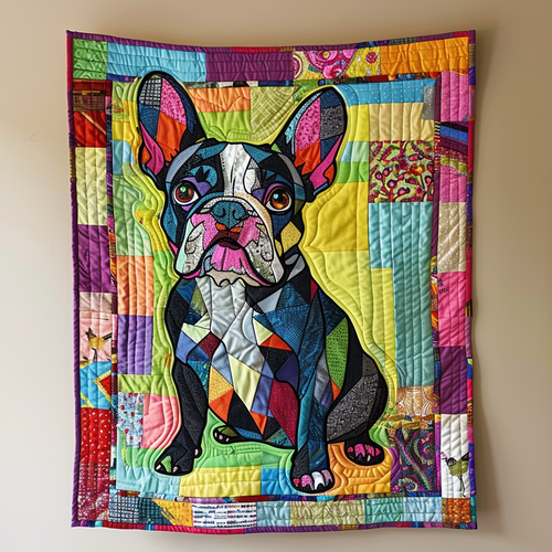 Whimsical French Bulldog Quilted Blanket - Throw (55" x 60")