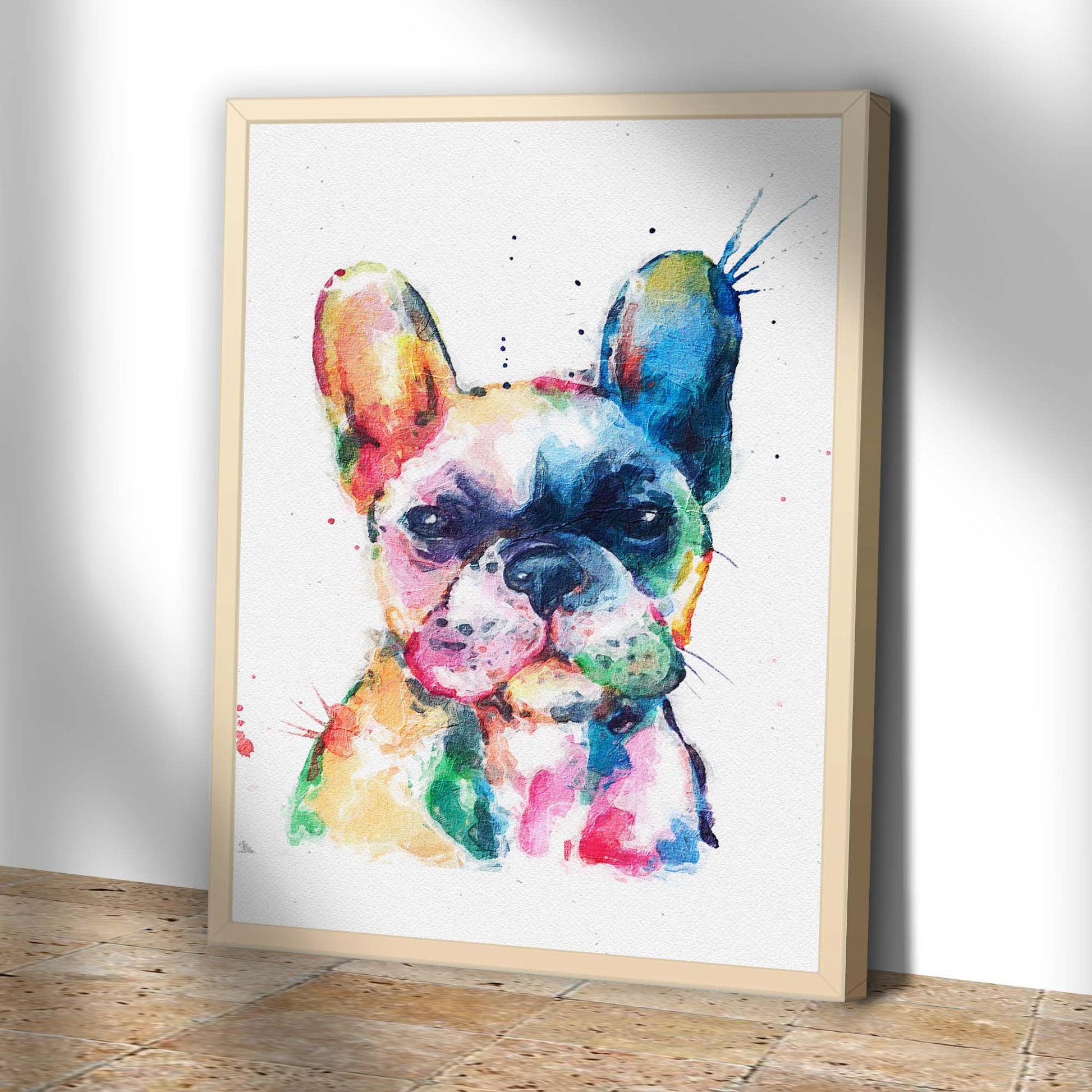 Colorful Watercolor Dog Canvas Wall Art