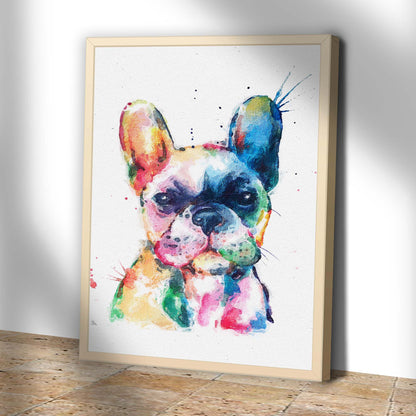 Colorful Watercolor Dog Canvas Wall Art