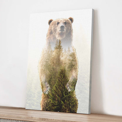Animals Forest Bear Pines Canvas Wall Art