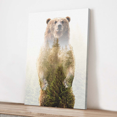 Animals Forest Bear Pines Canvas Wall Art