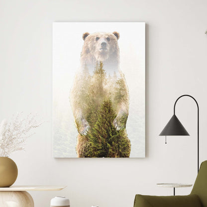 Animals Forest Bear Pines Canvas Wall Art