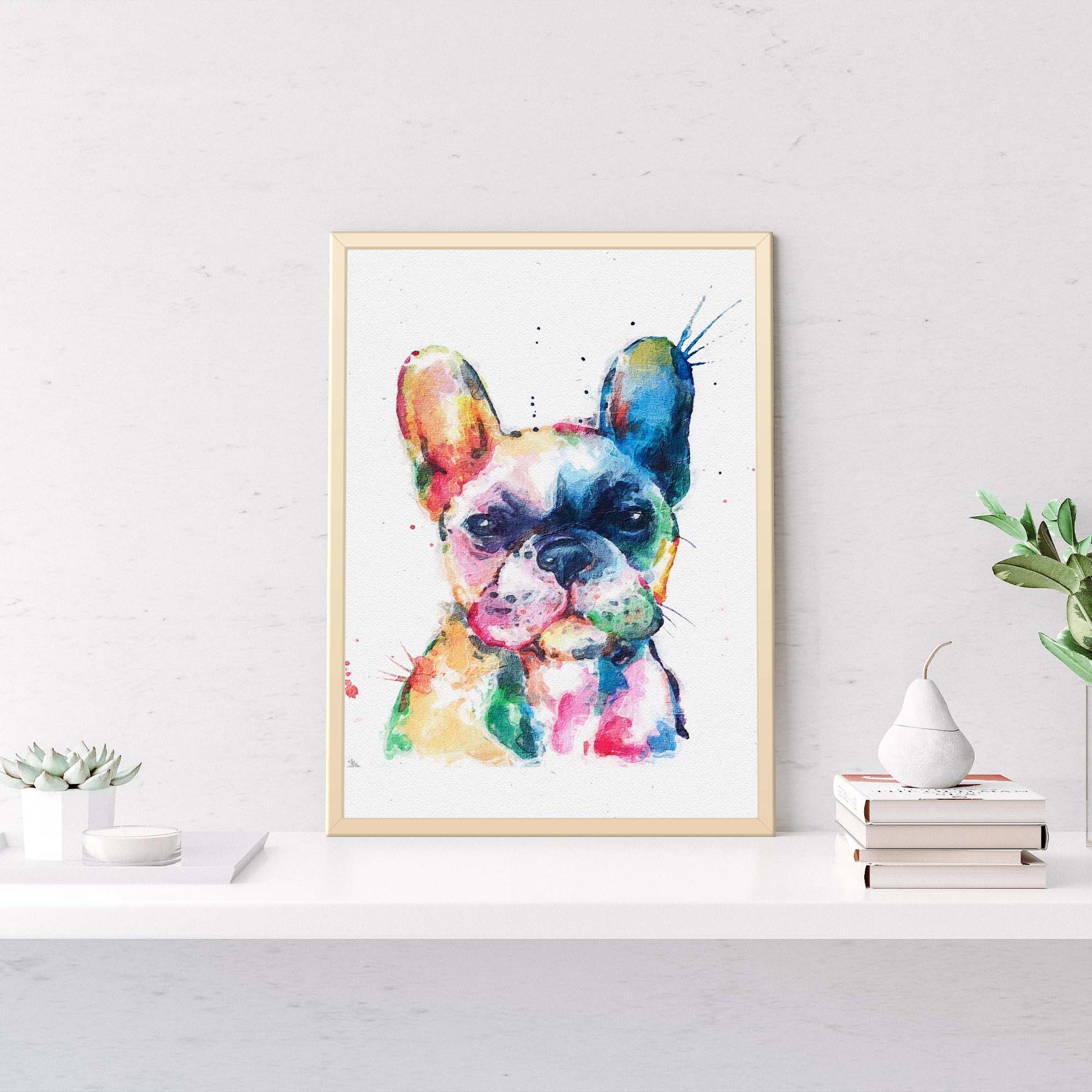 Colorful Watercolor Dog Canvas Wall Art