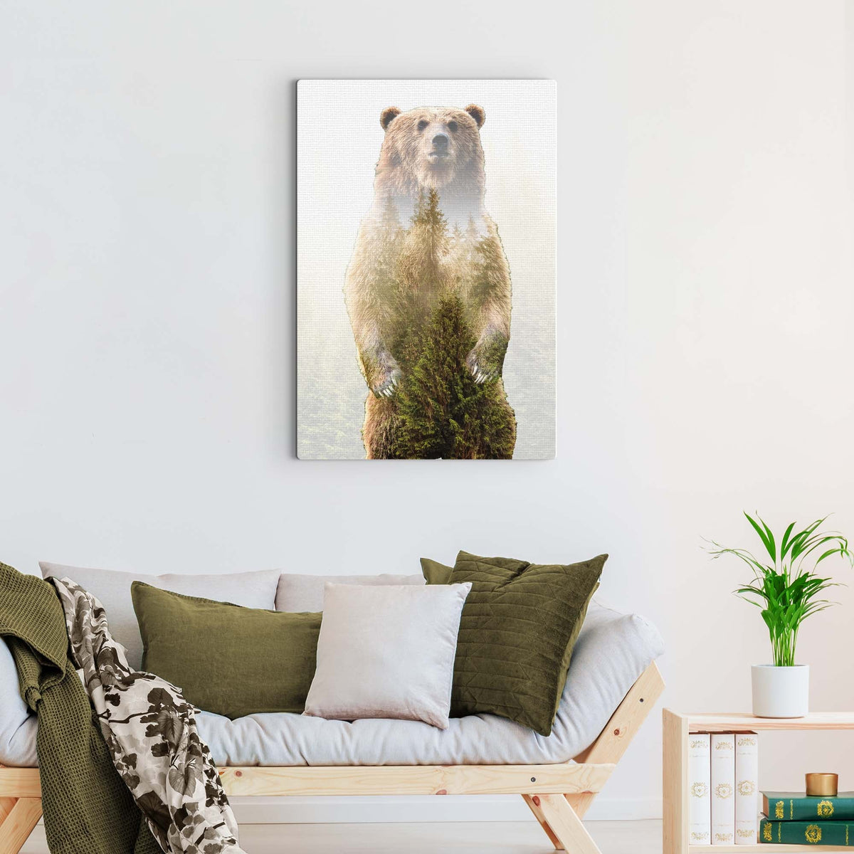 Animals Forest Bear Pines Canvas Wall Art