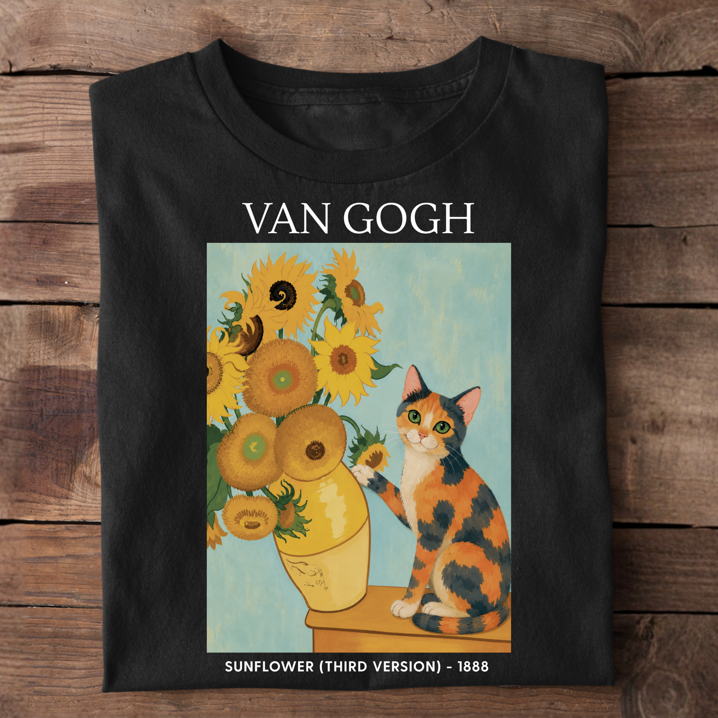Calico Katze mit Sonnenblumen T-Shirt
