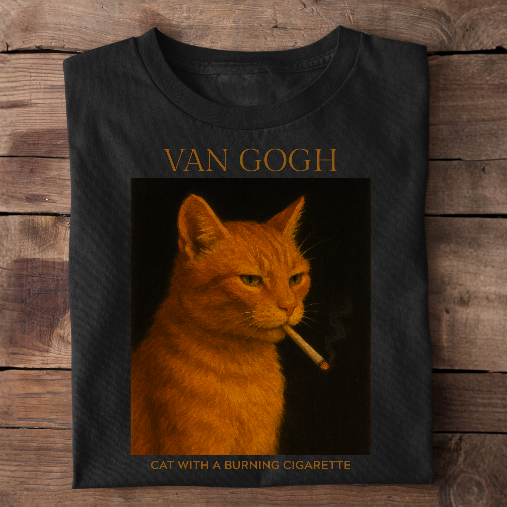 Cat With A Burning Cigarette Basic Shirt Unisex