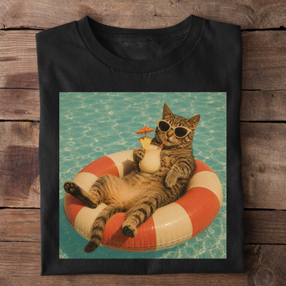 Chillin' Cat Pool Party Basic Shirt Unisex