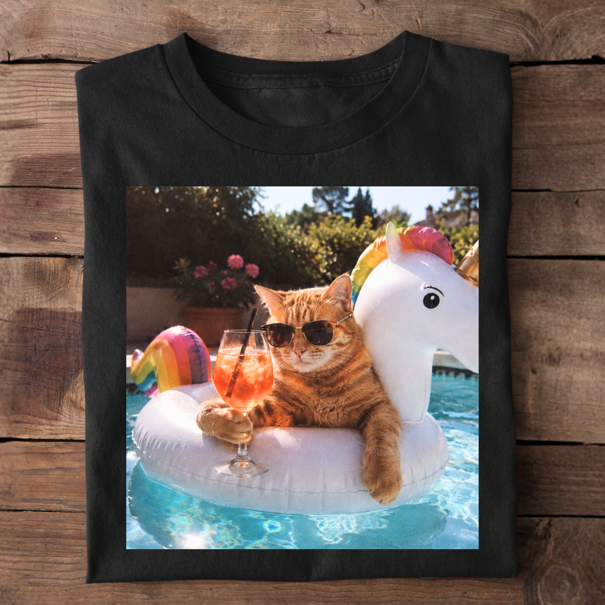 Katze im Pool T-Shirt