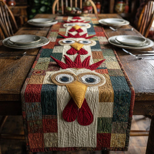 Modern Chicken Quilted Table Runner