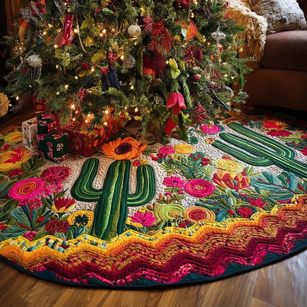 Mojave Green Christmas Quilted Tree Skirt