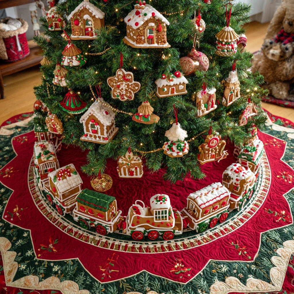 Molasses Town Christmas Quilted Tree Skirt