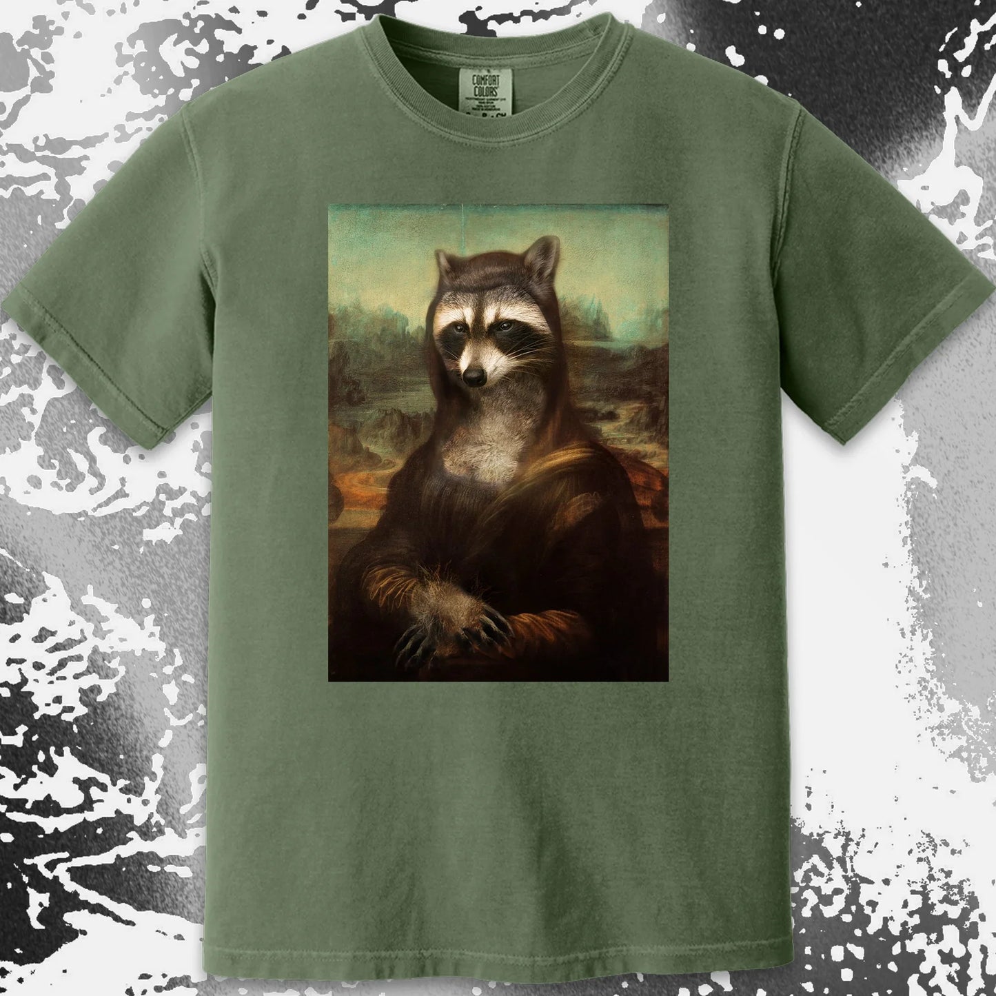 Mona Lisa Raccoon Shirt – Classic Art Parody Tee, funny meme tee gift (view 4)