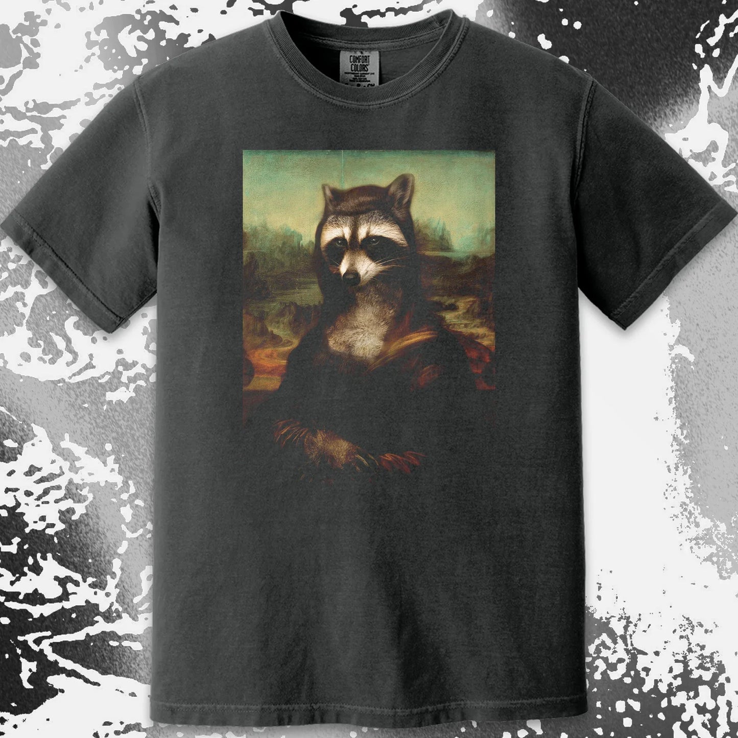 Mona Lisa Raccoon Shirt – Classic Art Parody Tee, funny meme tee gift (view 6)