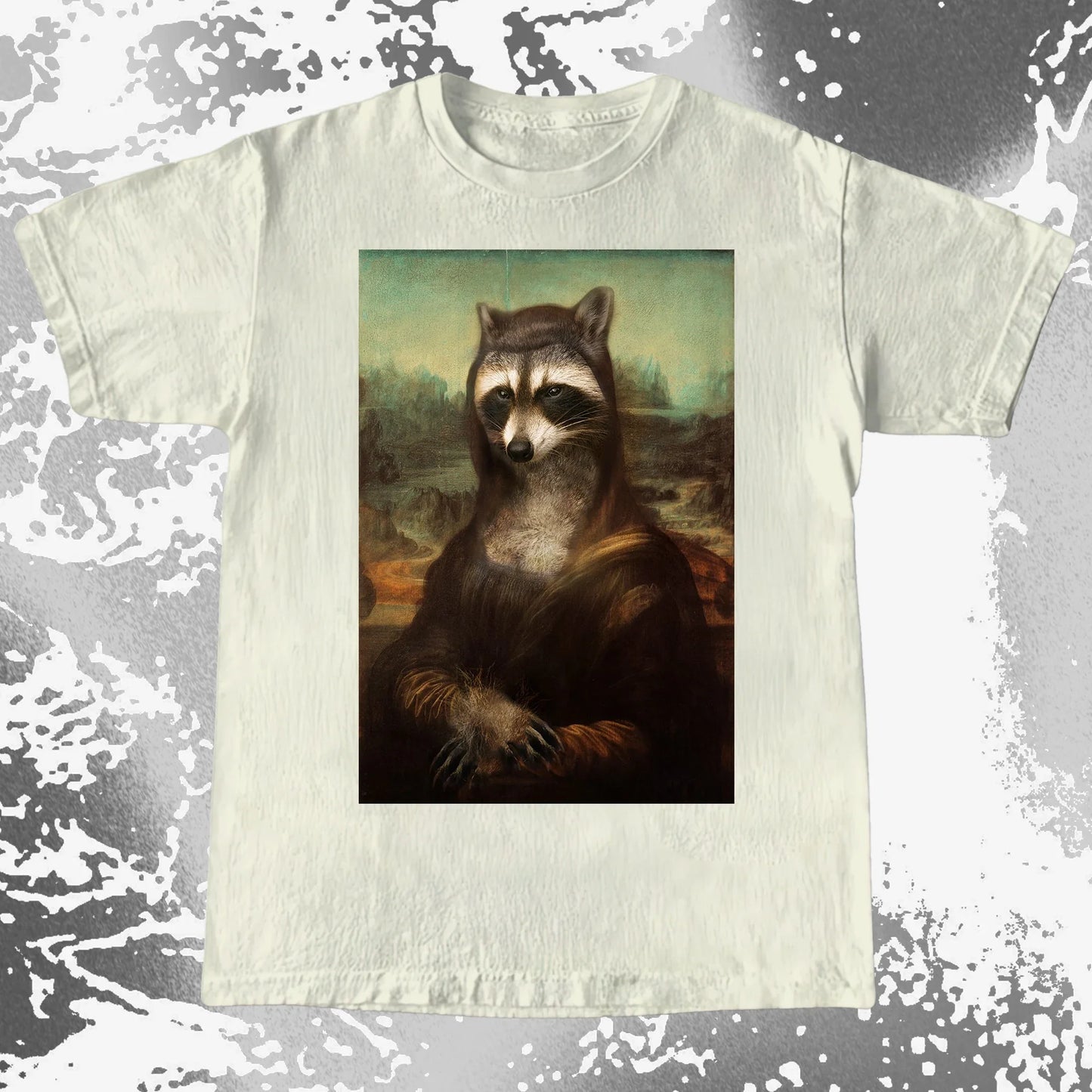 Mona Lisa Raccoon Shirt – Classic Art Parody Tee, funny meme tee gift (view 7)