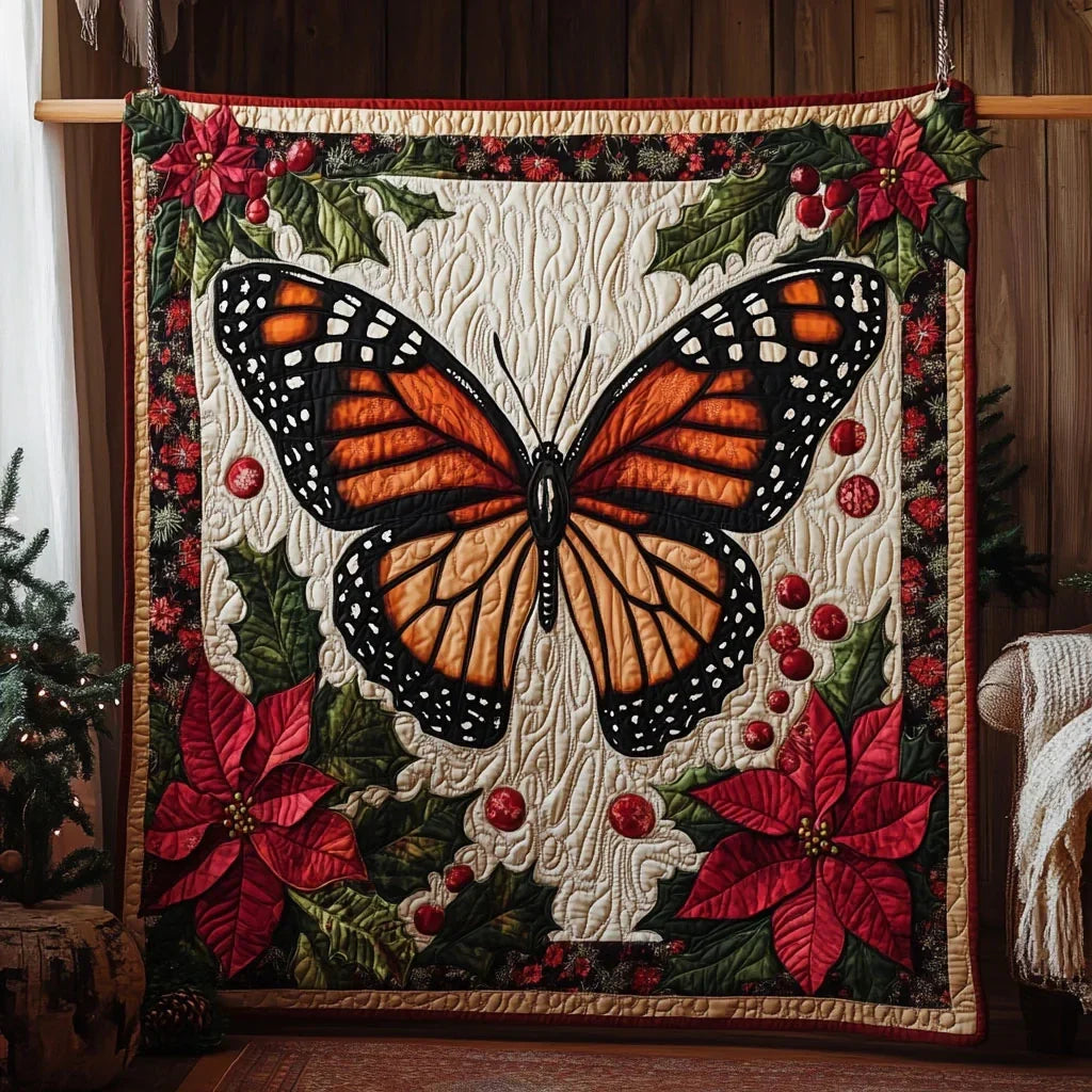Monarch Butterfly Christmas Quilt Blanket
