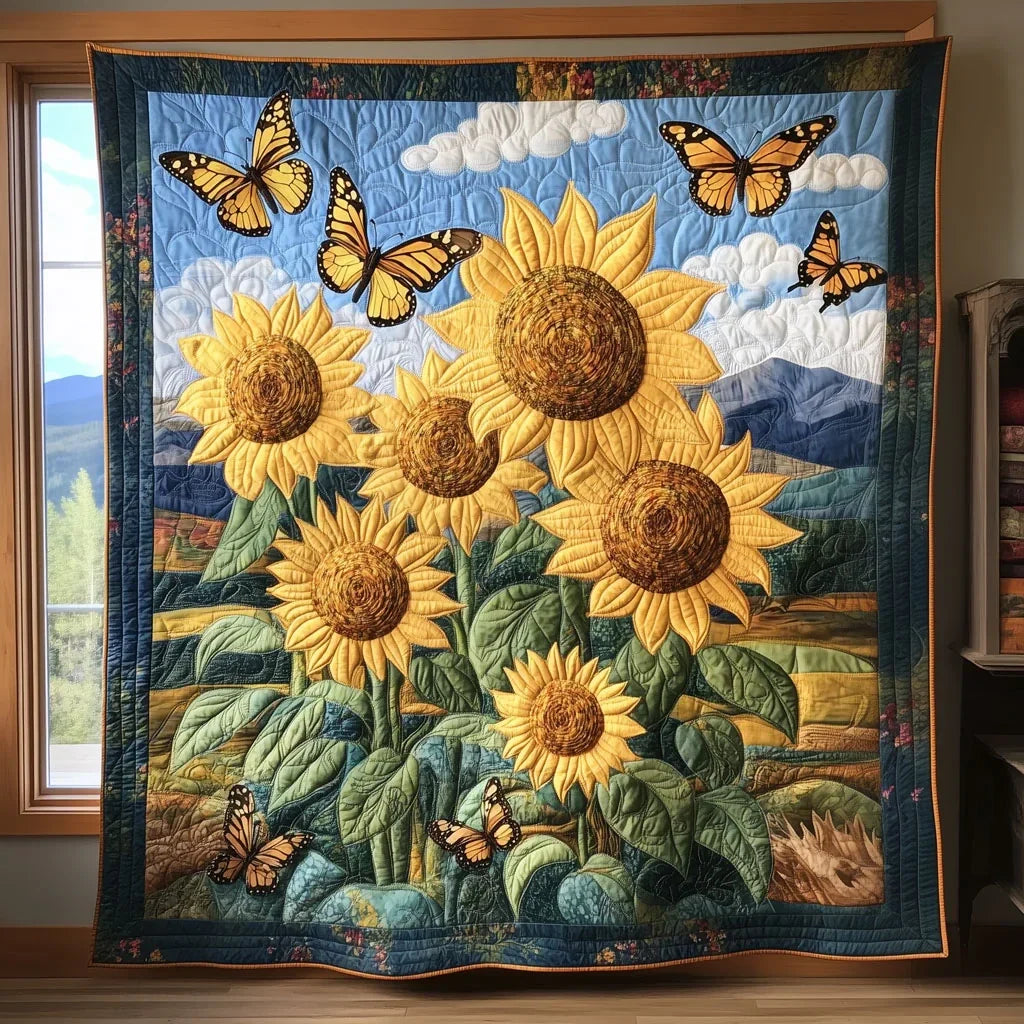 Monarch's Garden Quilt Blanket