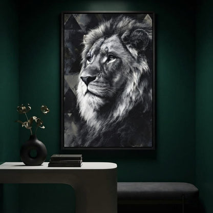 Monochrome Lion King Portrait Canvas Wall Art