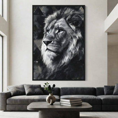Monochrome Lion King Portrait Canvas Wall Art