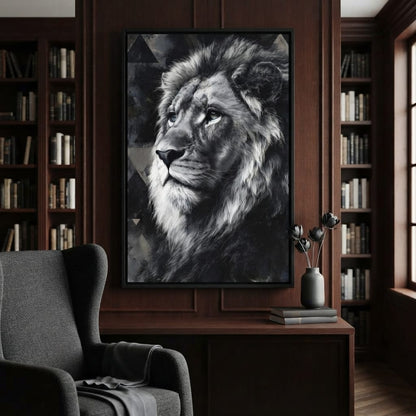 Monochrome Lion King Portrait Canvas Wall Art