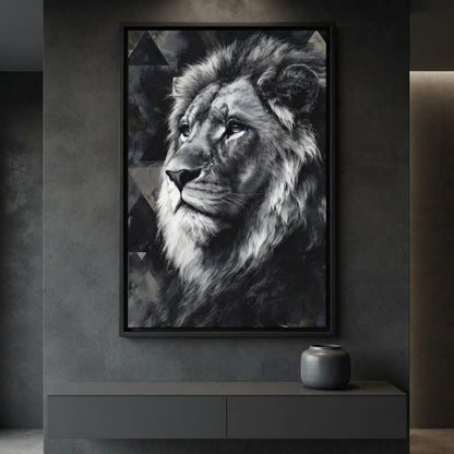 Monochrome Lion King Portrait Canvas Wall Art