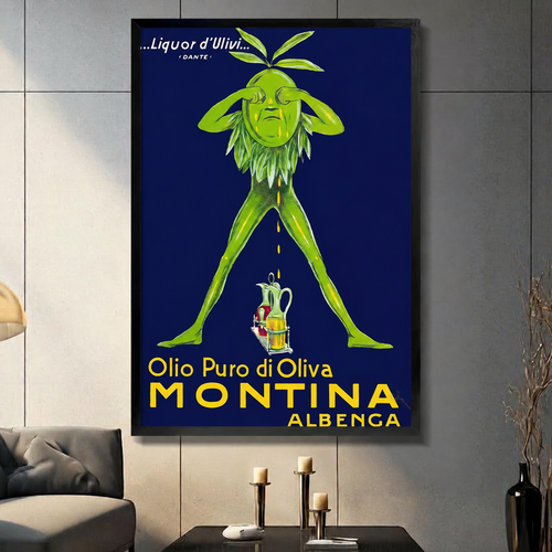 Vintage Italian Olive Oil Poster Canvas Print