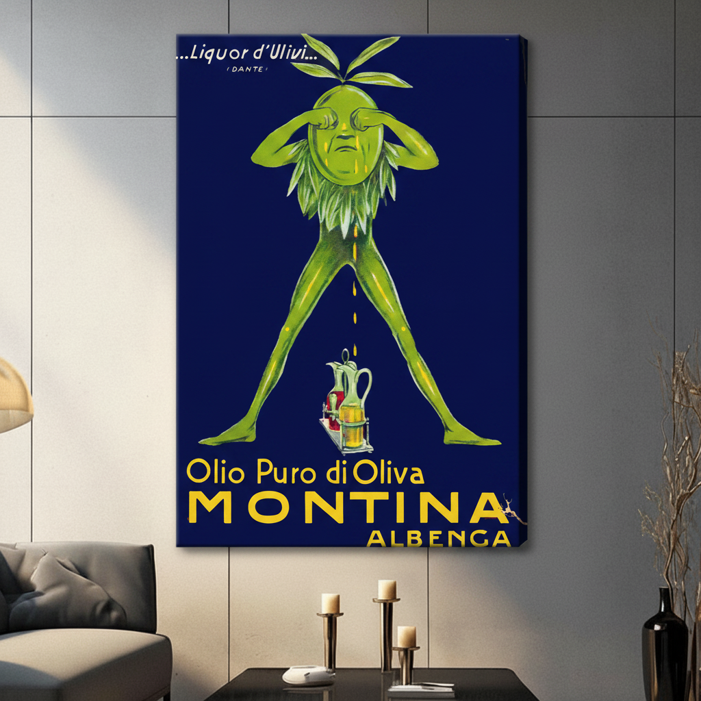 Vintage Italian Olive Oil Poster Canvas Print