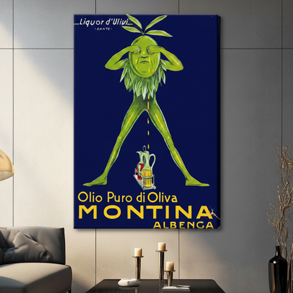 Vintage Italian Olive Oil Poster Canvas Print
