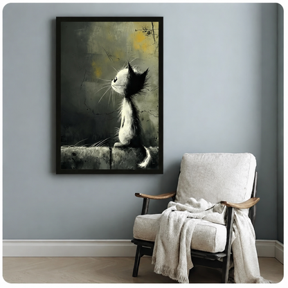Dark Whimsy Lonely Cat Canvas Wall Art