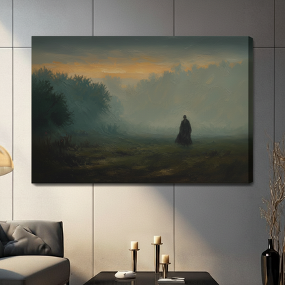 Moody Solitary Figure Landscape Oil Painting Canvas