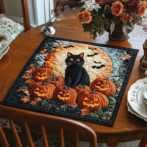 Moon Cat Quilted Table Topper