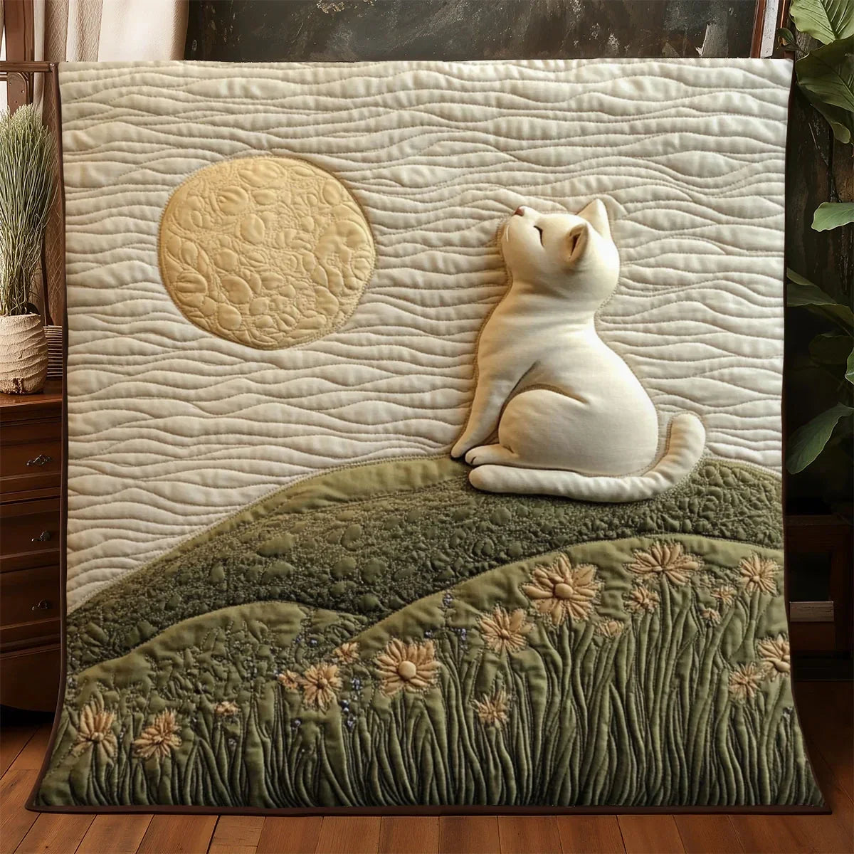 Moon Quiet Cat Quilt Blanket