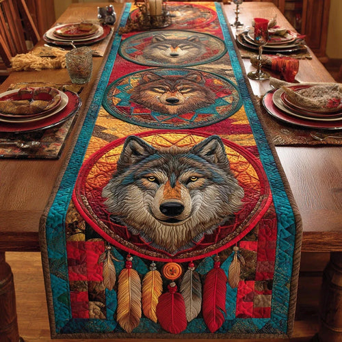 Moon Wolf Dream Quilted Table Runner