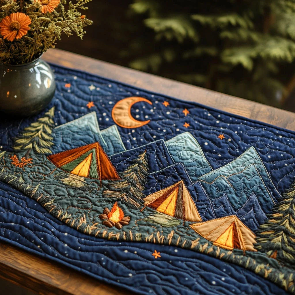 Moonlit Campsite Quilted Table Runner