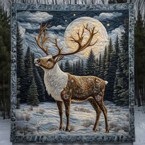 Moonlit Deer Quilt Blanket