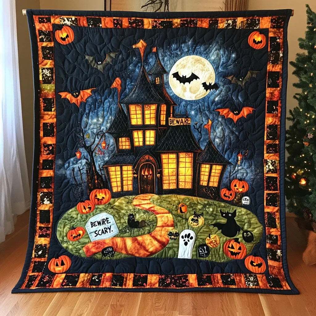 Moonlit Haunt Quilt Blanket