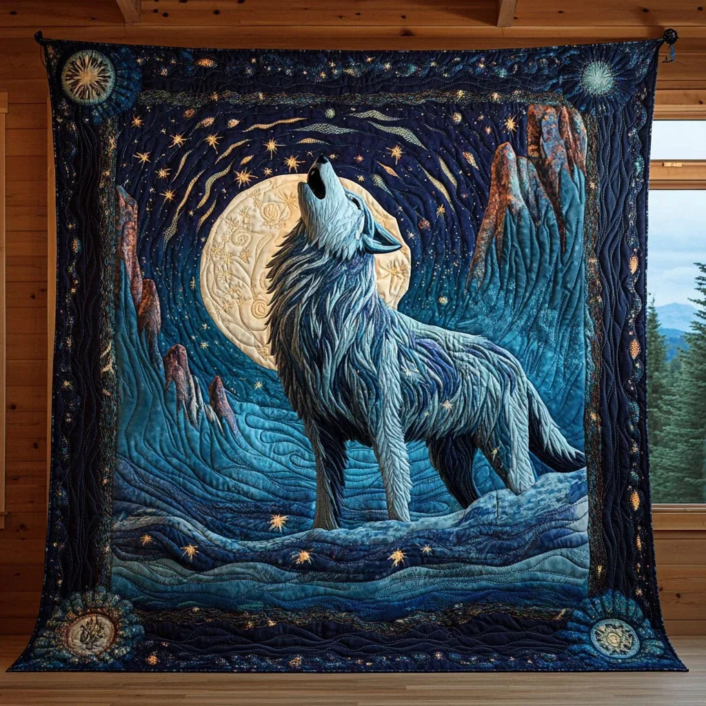Moonlit Howl Quilt Blanket