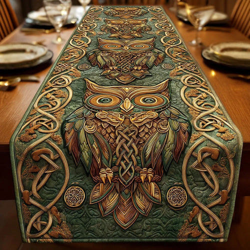 Moonlit Owl Knot Quilted Table Runner
