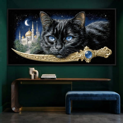 Moonlit Panther Of Golden Minarets Canvas Wall Art