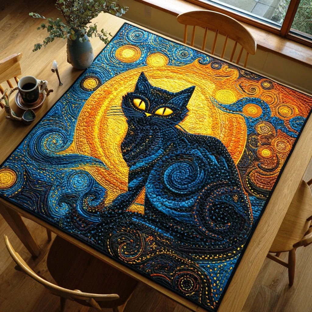 Moonlit Paws Quilted Table Topper