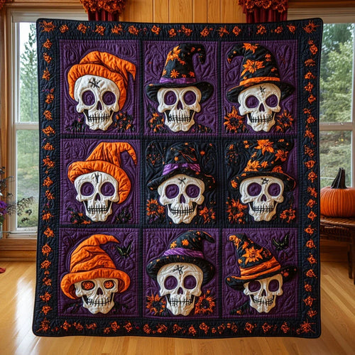 Moonlit Skulls Quilt Blanket